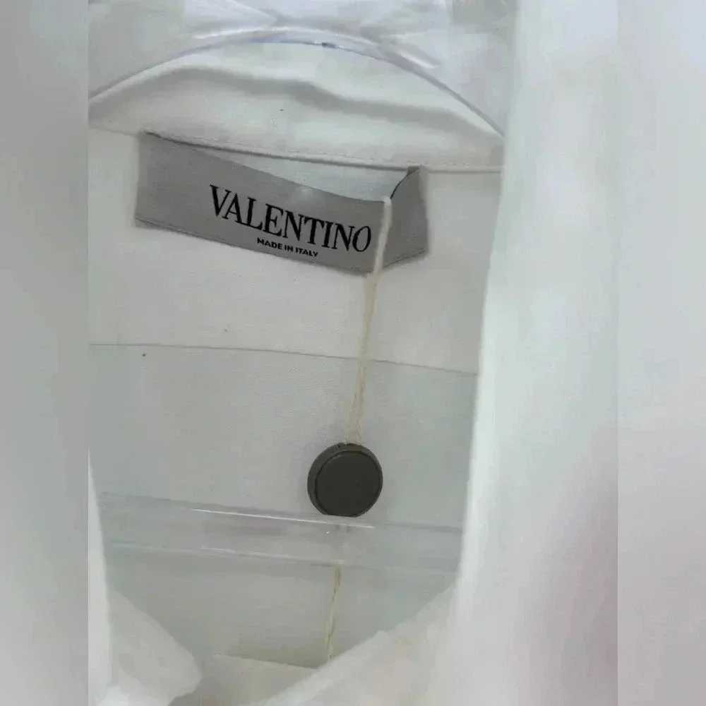 NWT $1400 VALENTINO Shirt IT40 US4 White Double Collar Made in Italy - Picture 4 of 13